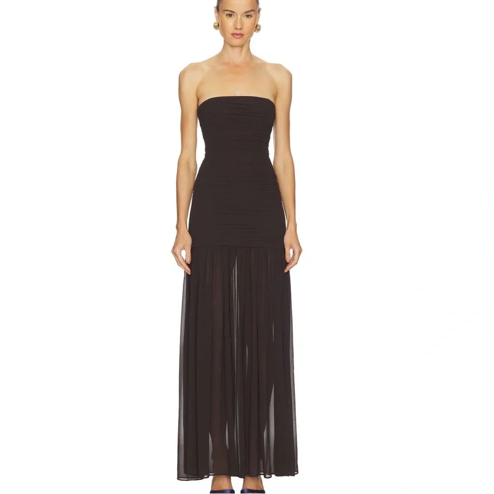 L'Academie Tia Gown in Brown Olive - Picture 3 of 10